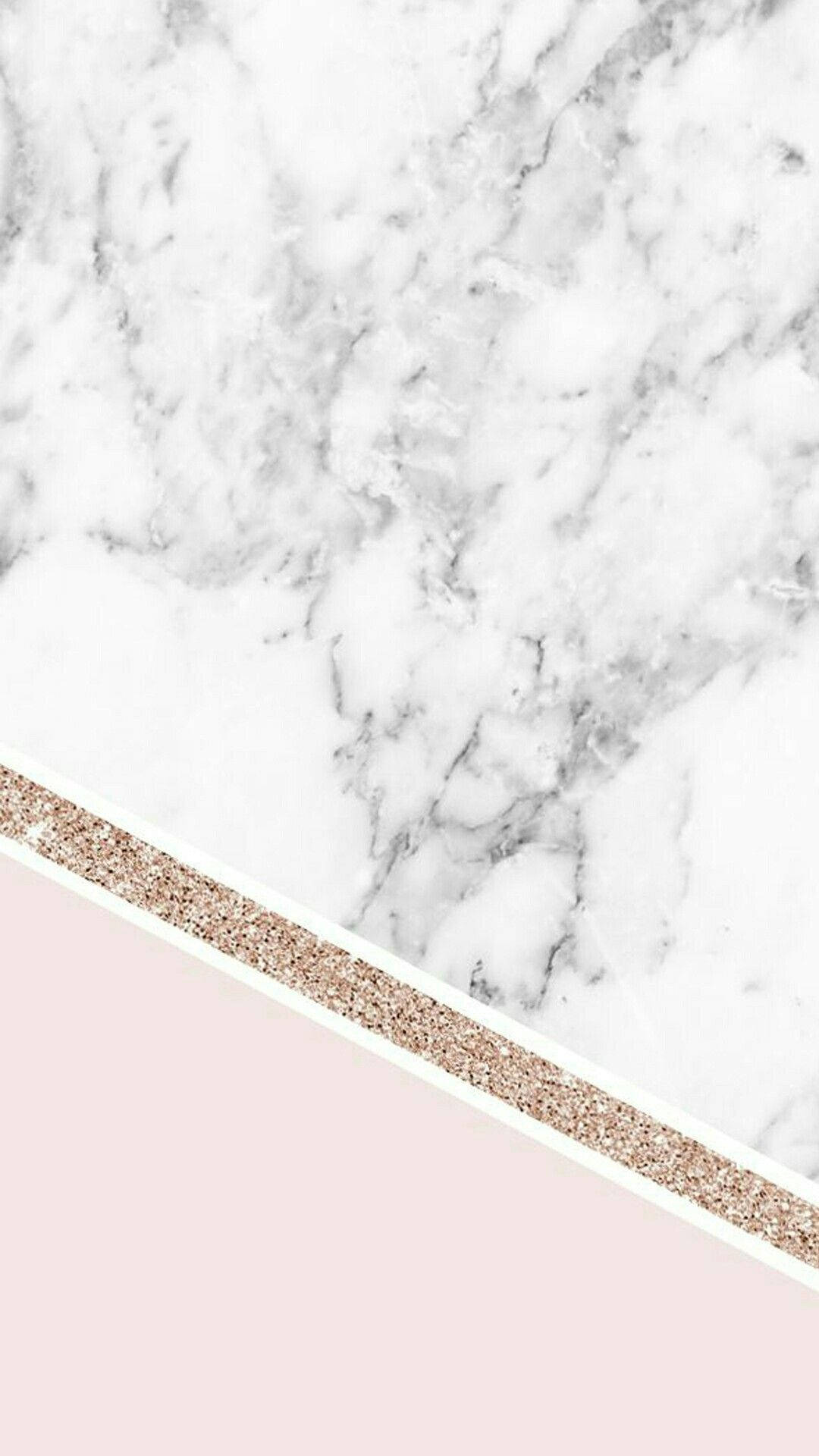 White With Glittery Rose Gold Marble Iphone Background