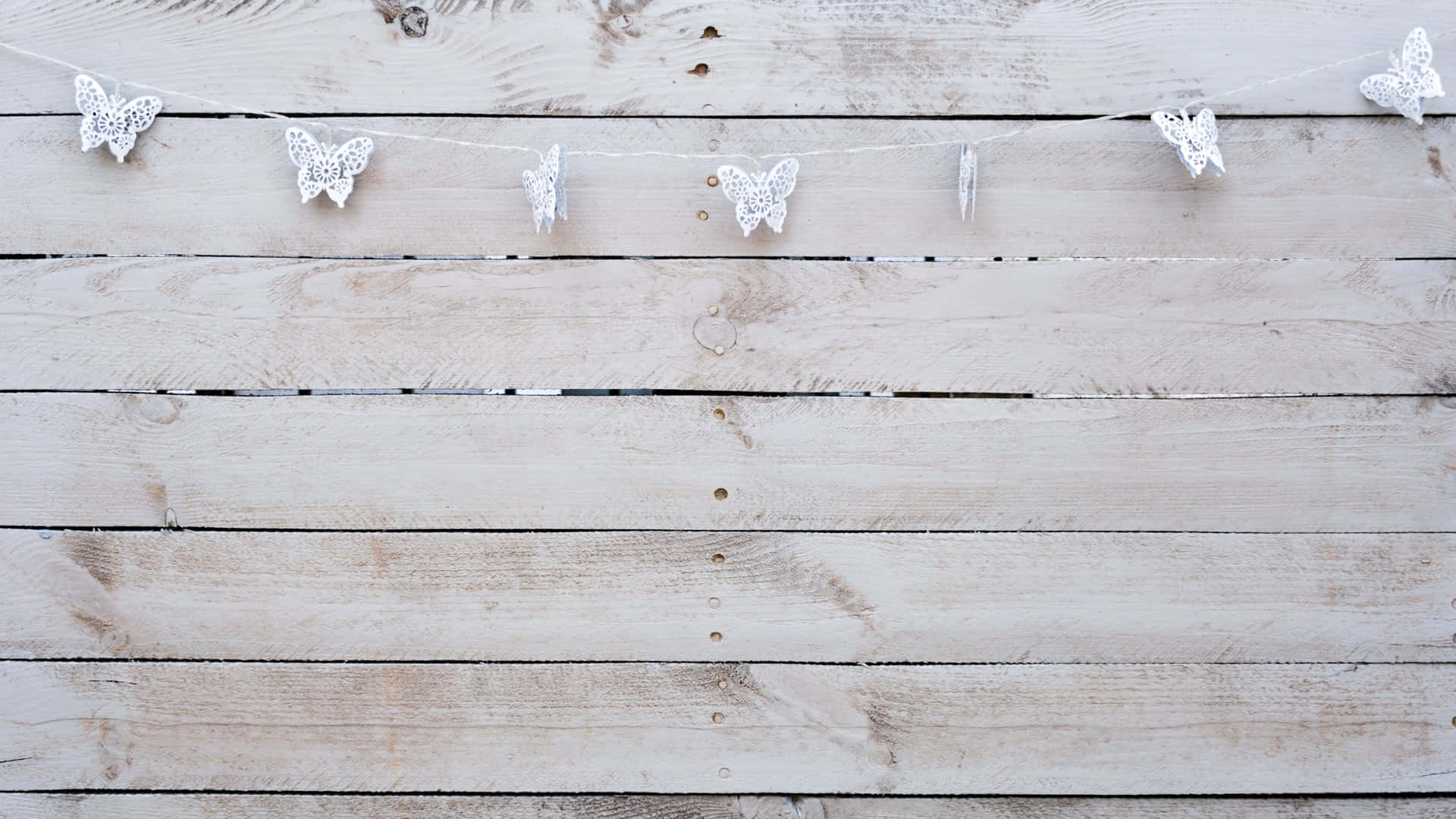 White Wooden Backgroundwith Butterfly Decorations Background