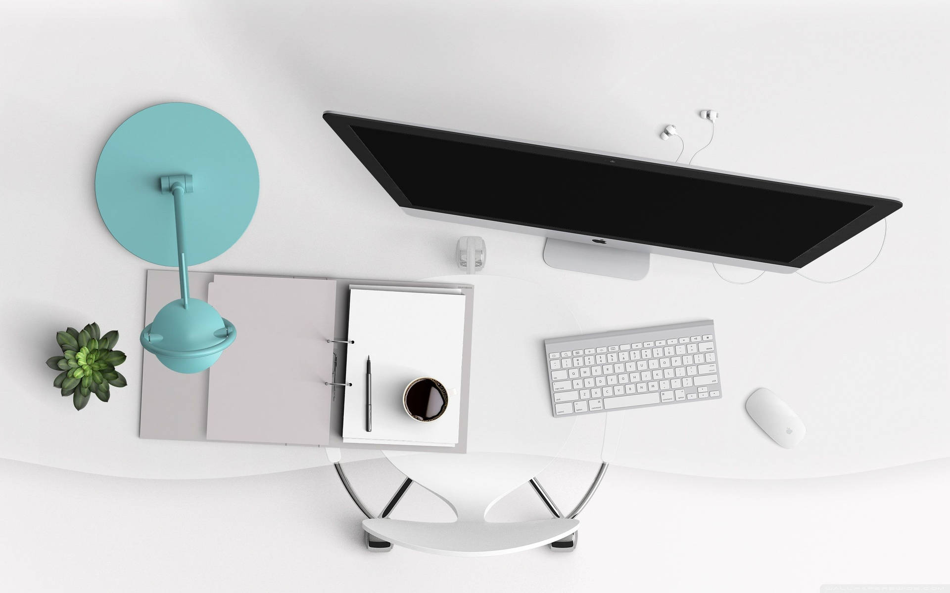 White Working Table Setup Background