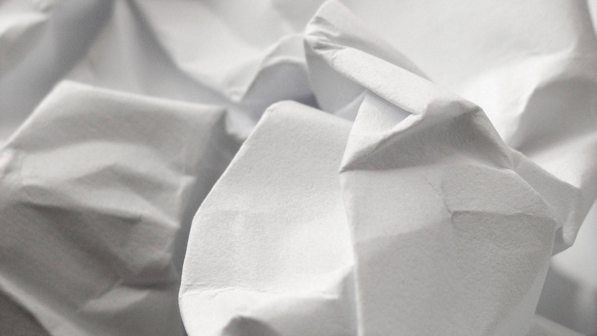 White Wrinkled Crumpled Paper Background