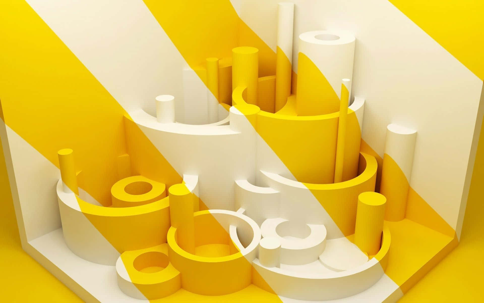 White Yellow Aesthetic Desktop 3d Art Background