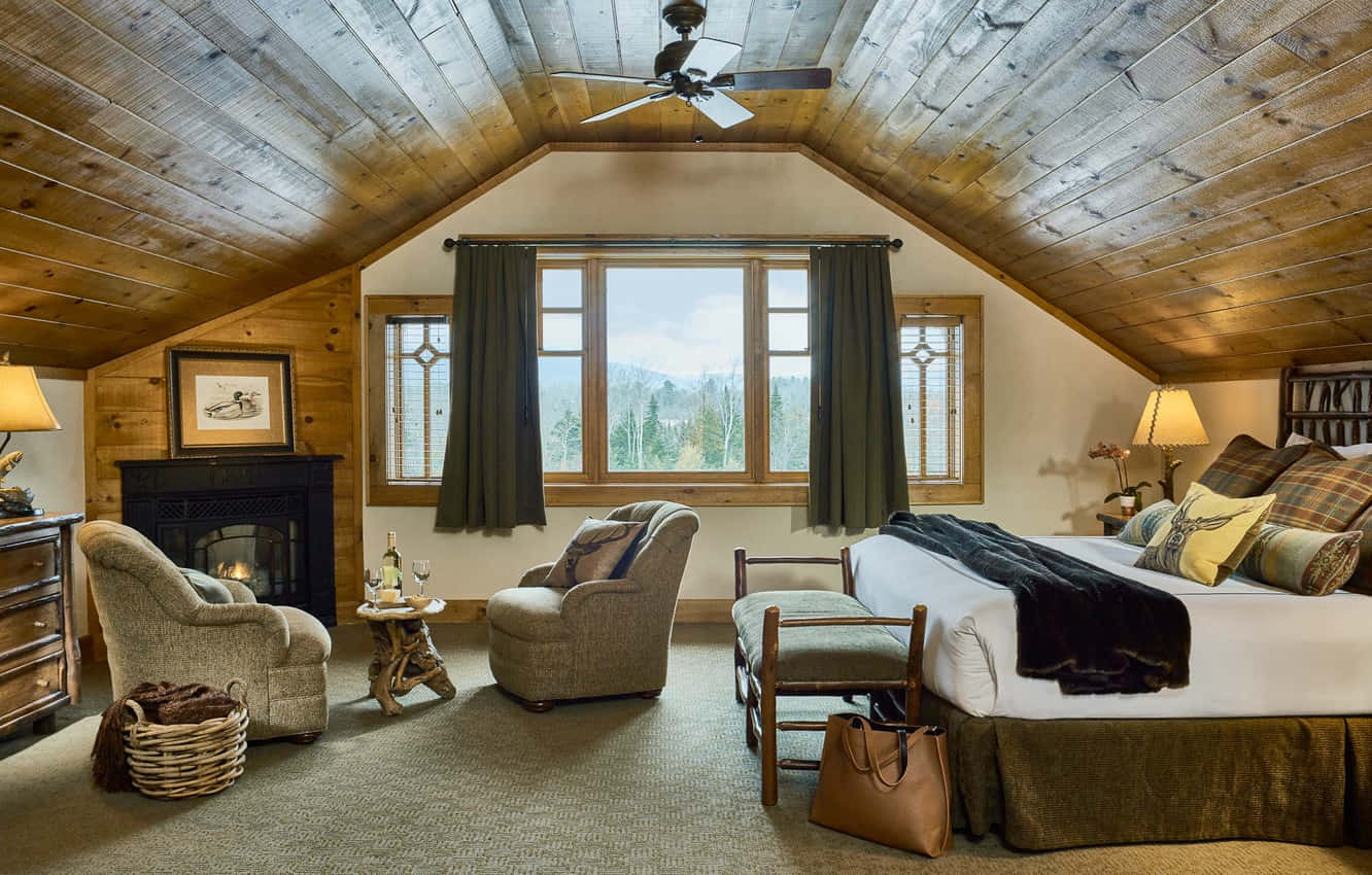 Whiteface Lodge Cabin In Lake Placid Background