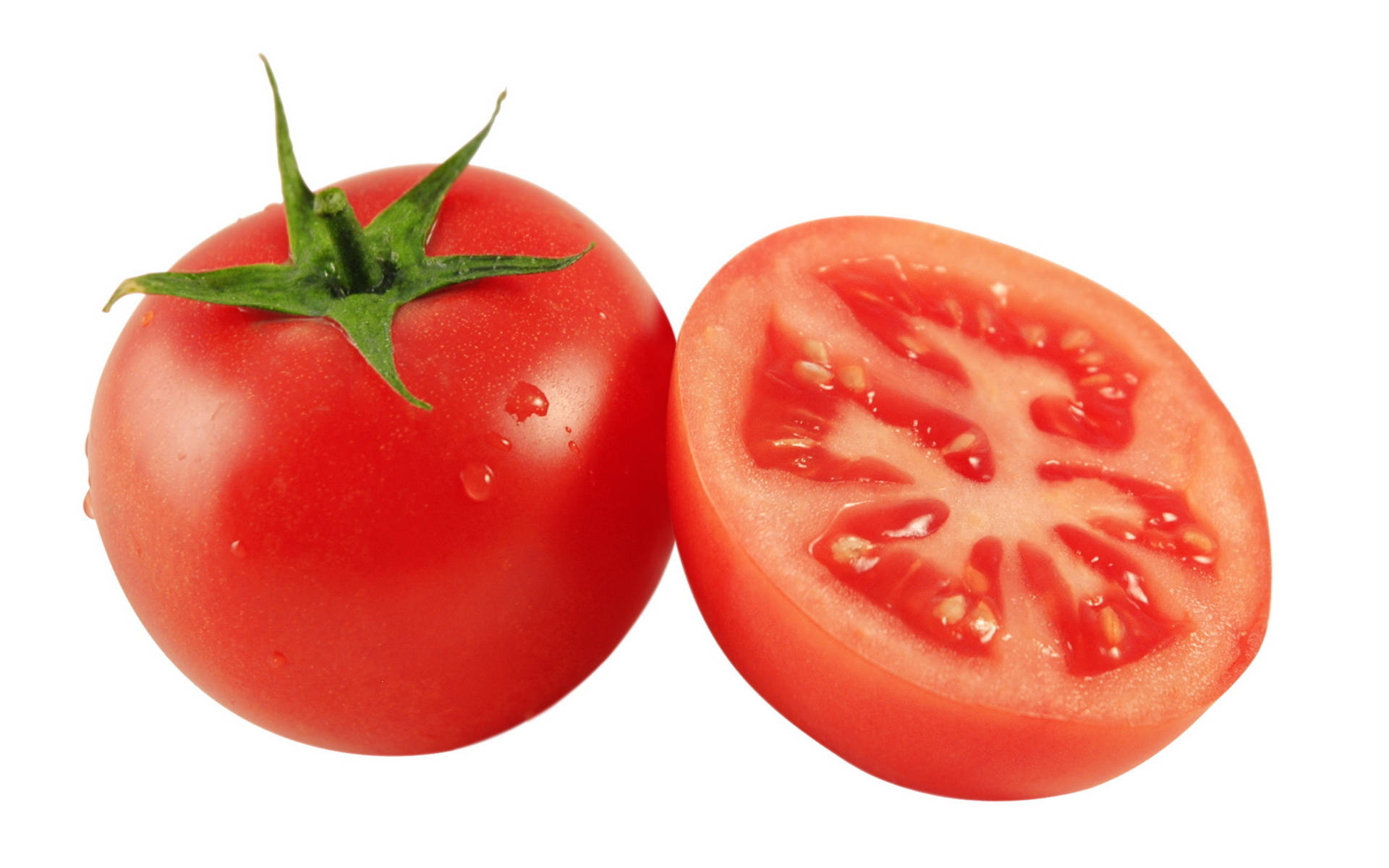 Whole And Sliced Tomato Fruit Background