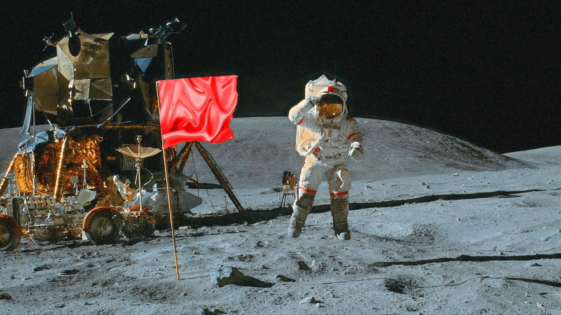 Whole Lotta Red Flag On Moon Background