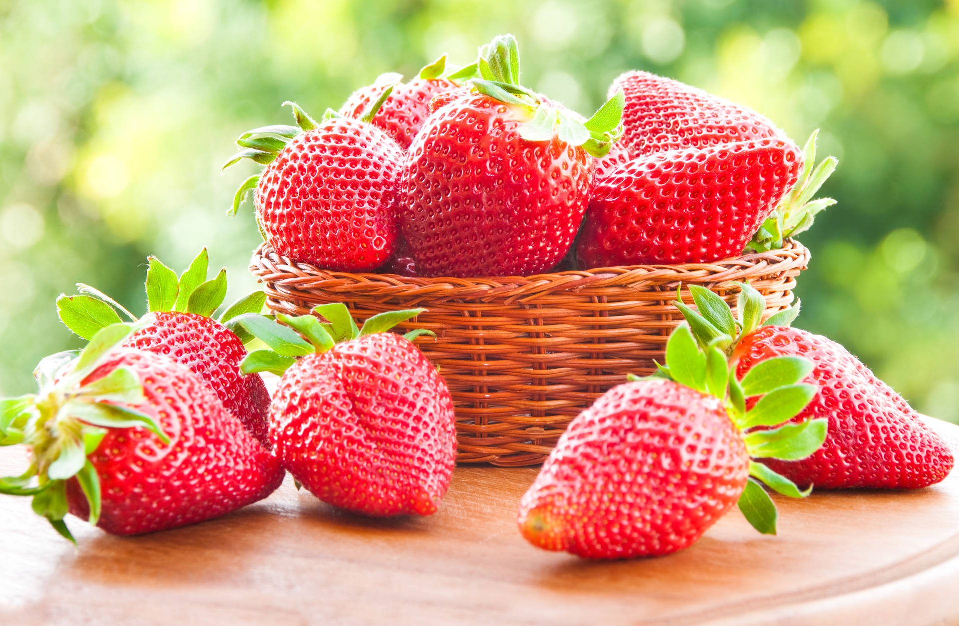 Wholesome Basket Of Strawberries Background