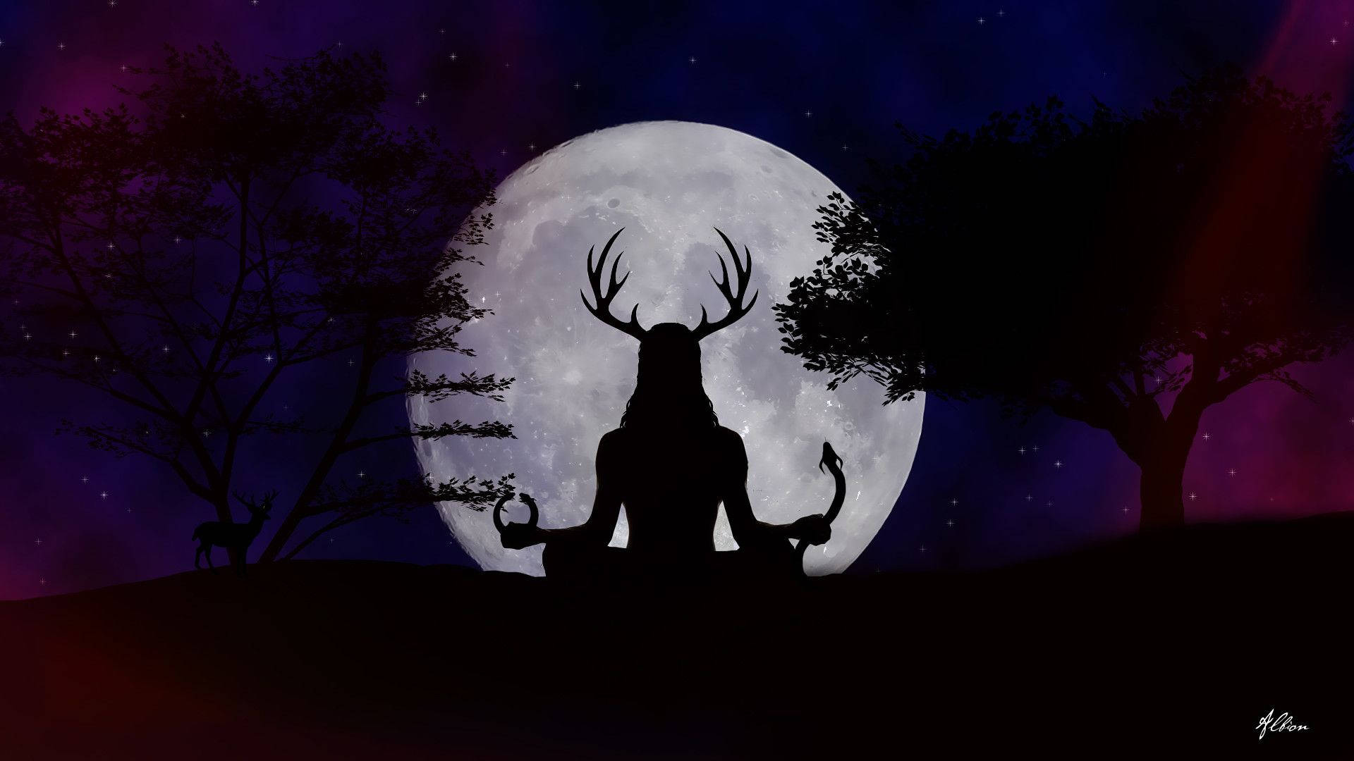 Wiccan Centaurs Silhouette Background