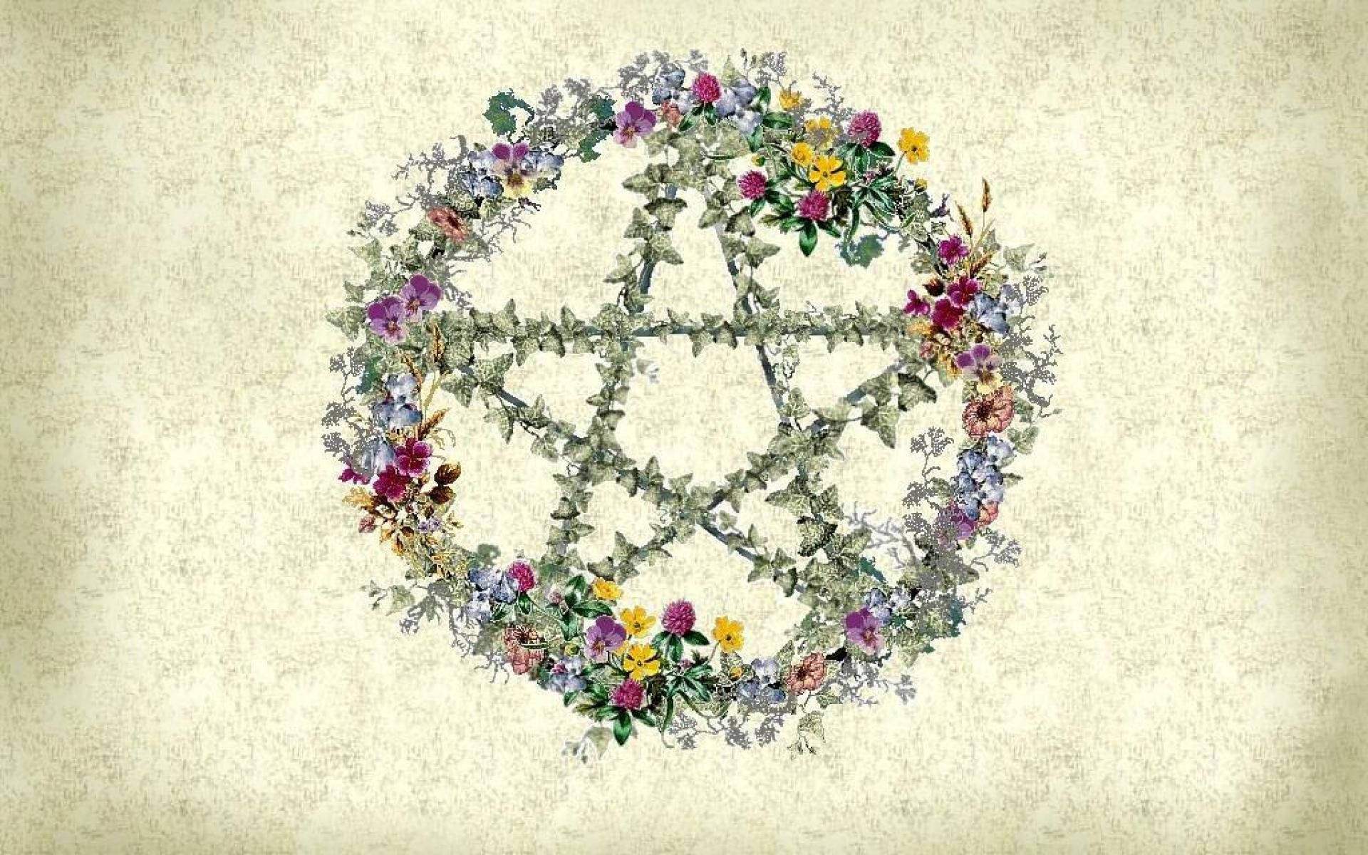 Wiccan Floral Pentacle Background