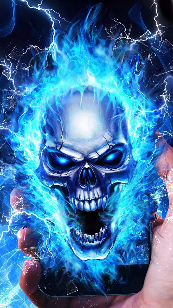 Wickedly Wild Flaming Skull Background