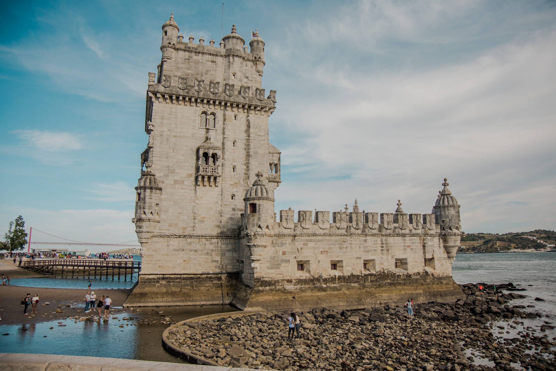 Wide Belém Tower Portugal Background