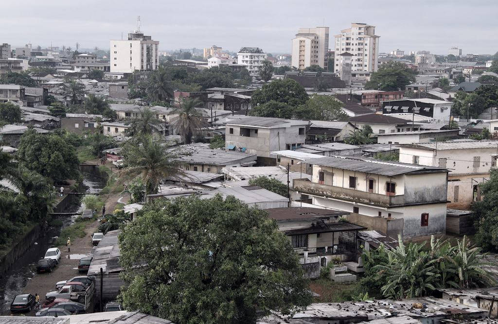 Wide Shot Of The Buildings City Of Douala Background