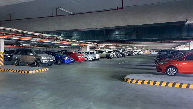 Wide Underground Parking Lot Background