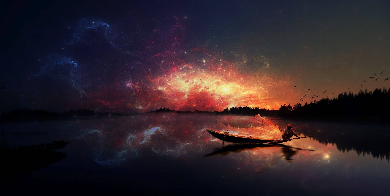 Widescreen Cosmic Stellar Art Background