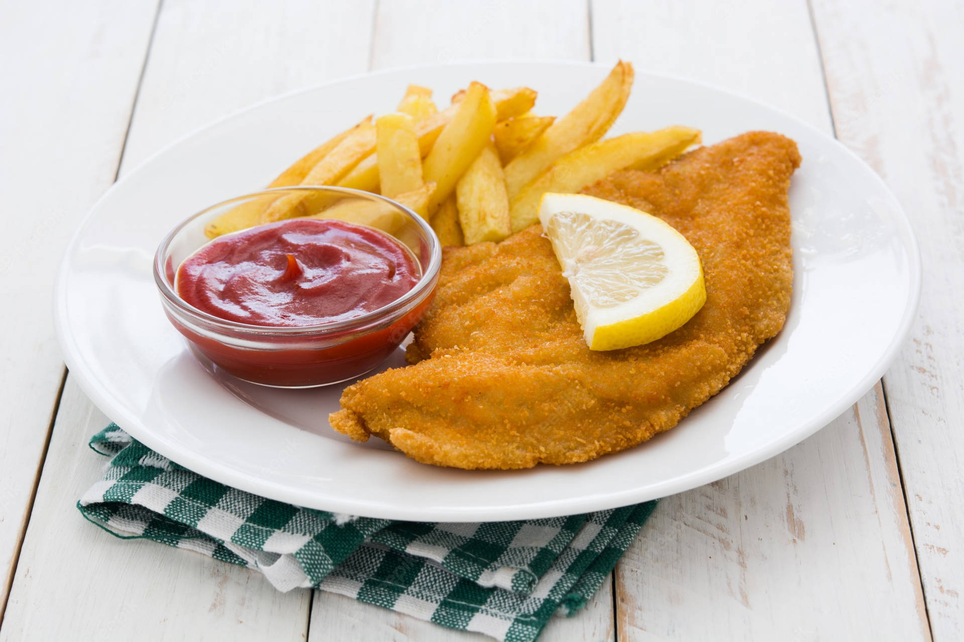 Wiener Schnitzel With Fries Background