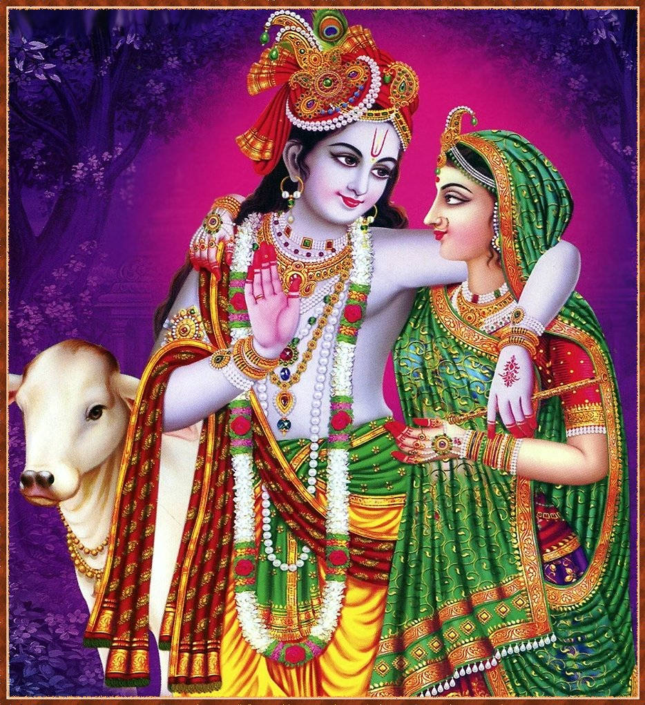 Wife And Lord Krishna 3d Background
