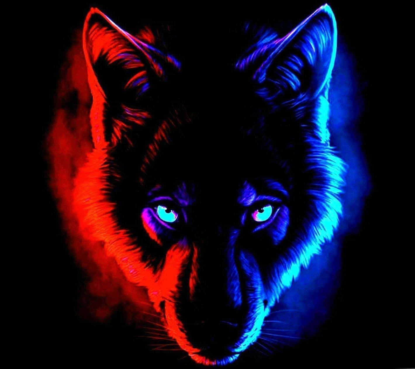 Wild And Powerful Fire Wolf Background