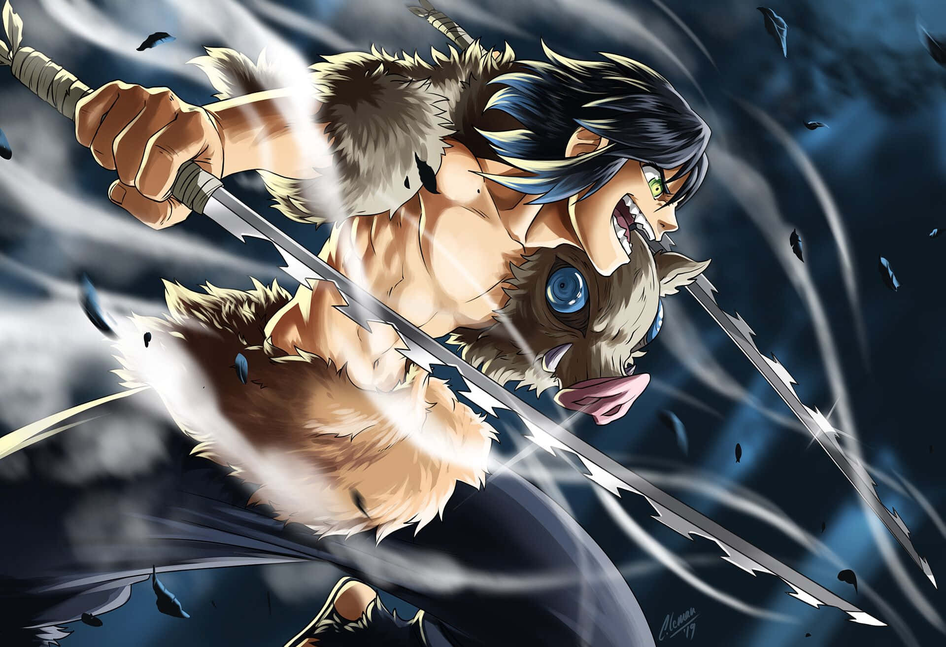 Wild Beast Persona: Smiling Inosuke Pfp Background