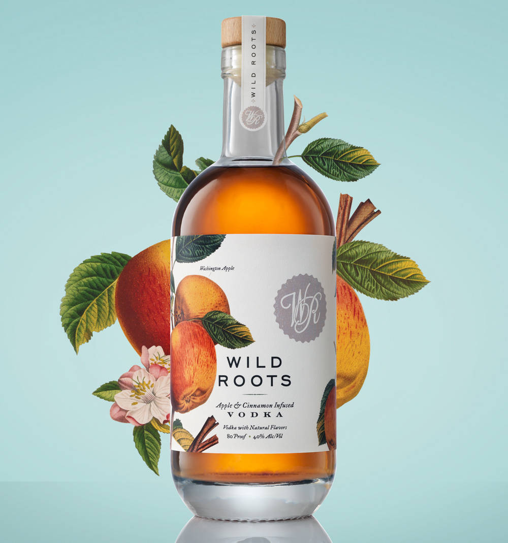 Wild Roots Raspberry Infused Vodka Blue Background