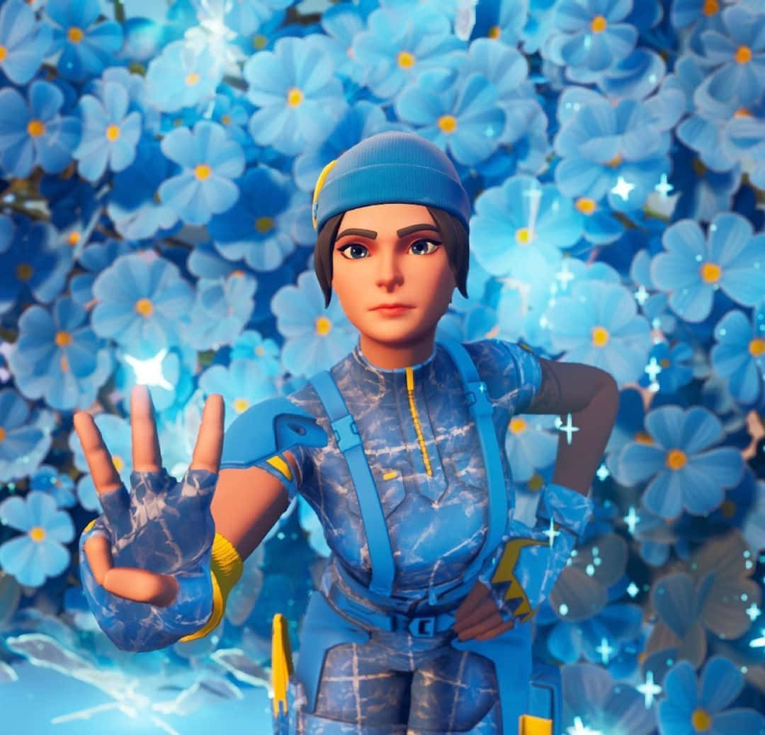 Wildcat Fortnite Blue Flowers Background
