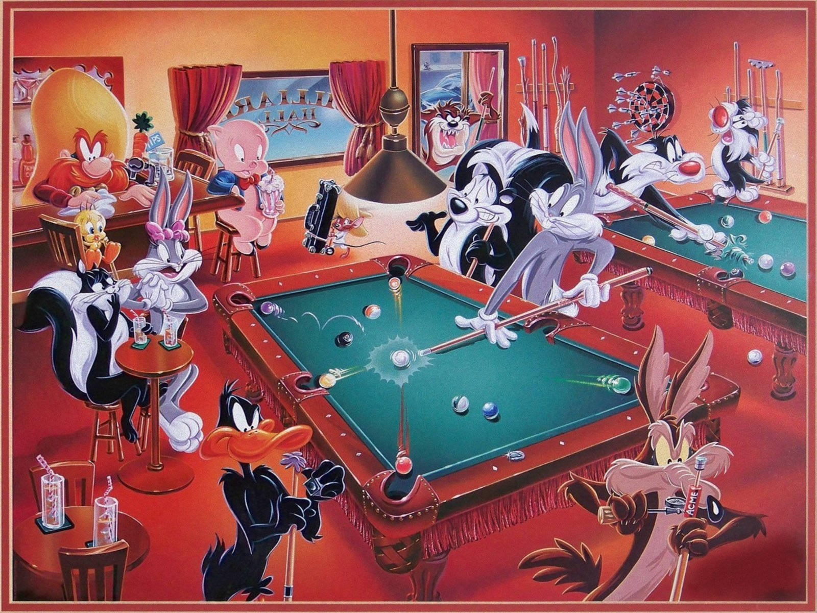 Wile E Coyote In Billiards House Background