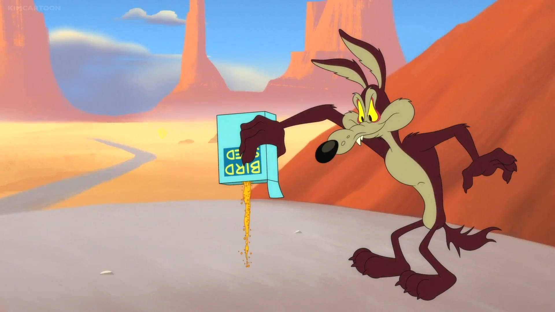 Wile E Coyote With Bird Seed Box Background