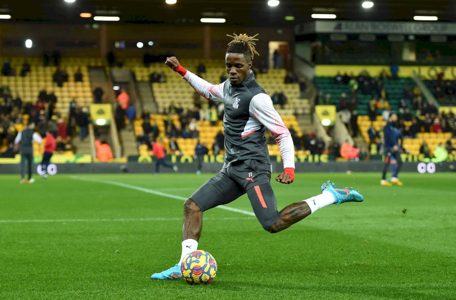 Wilfried Zaha In Indoor Football Field Background