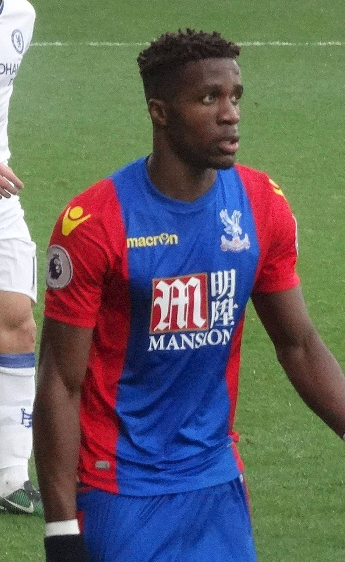 Wilfried Zaha On Football Field Background