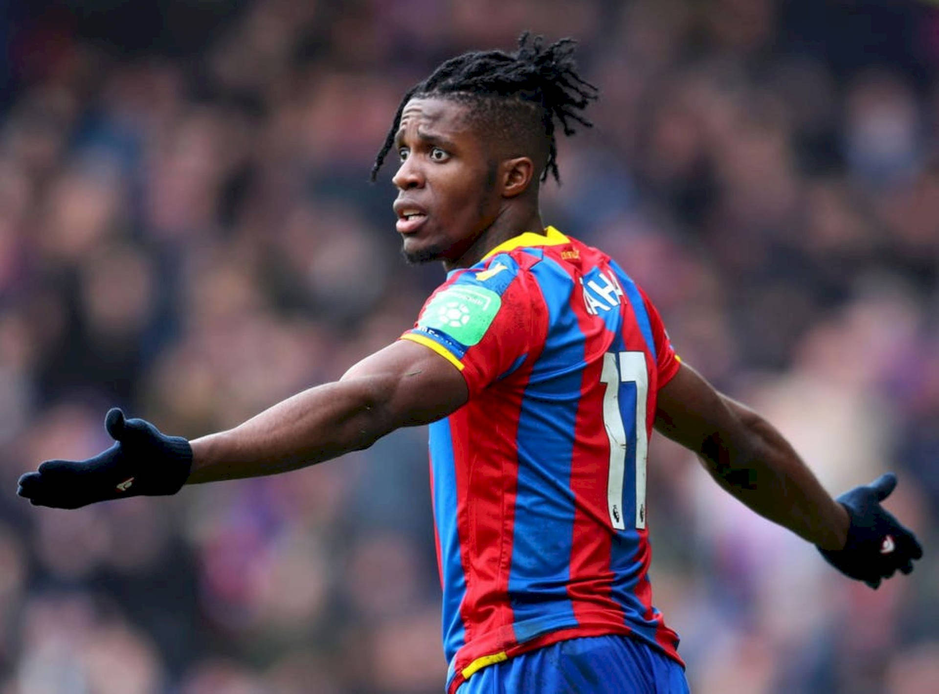 Wilfried Zaha Wearing Gloves Background