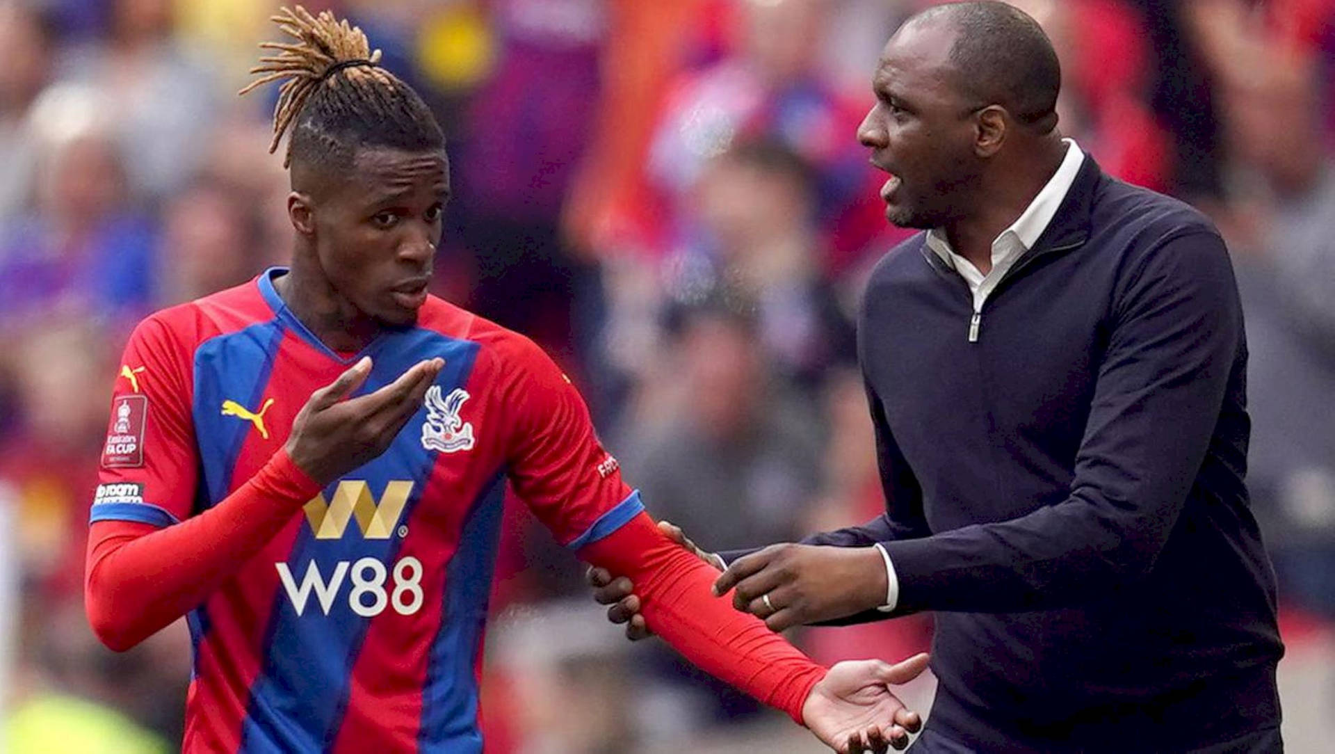 Wilfried Zaha With Football Manager Background