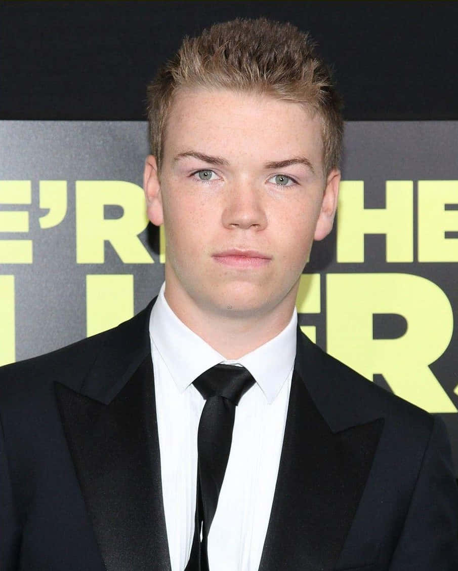 Will Poulter Black Suit Event Background