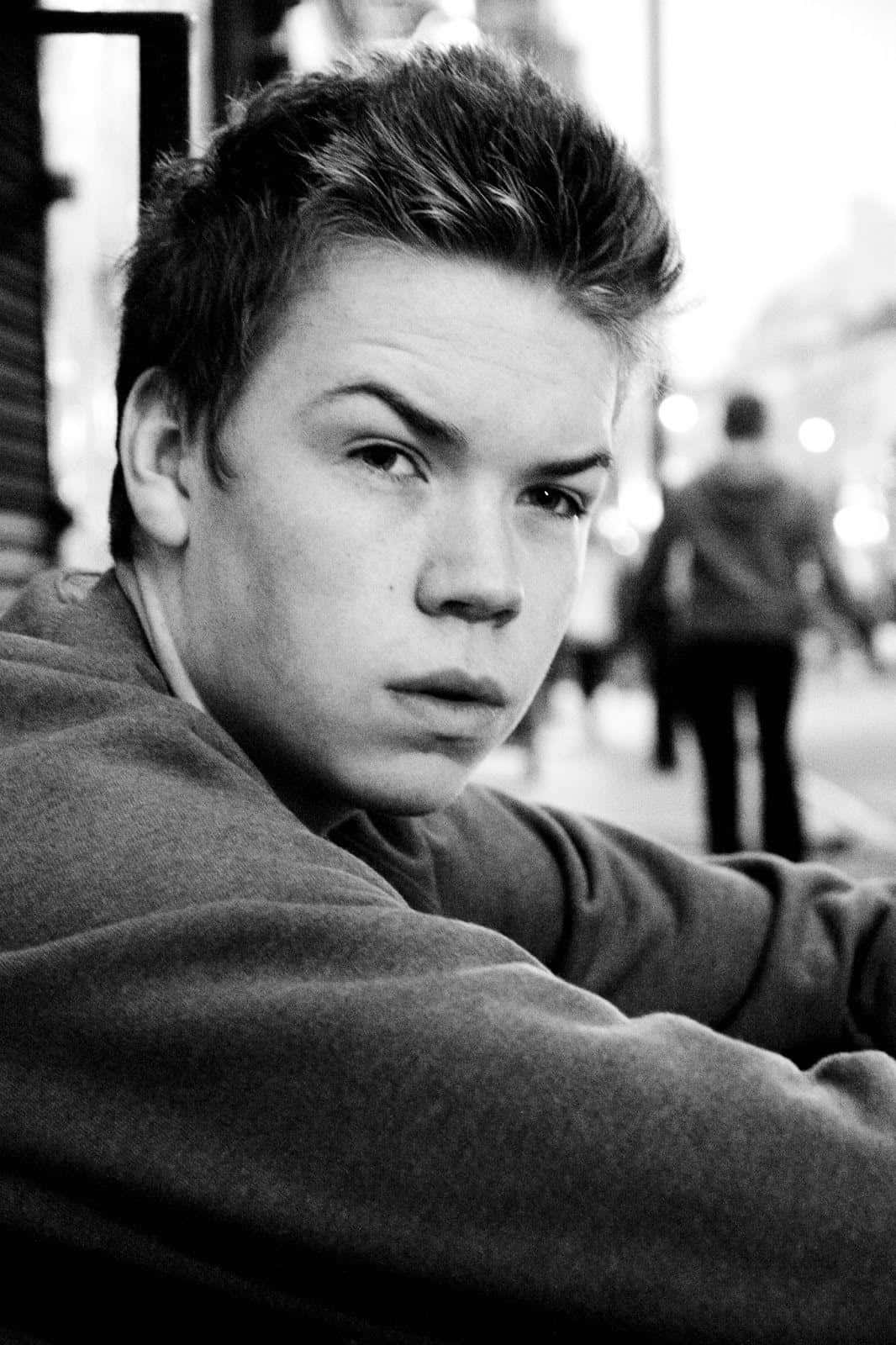 Will Poulter Blackand White Portrait Background