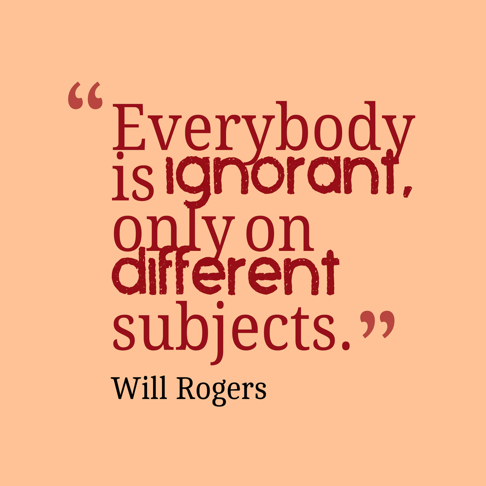 Will Rogers' Take On Being Ignorant Background