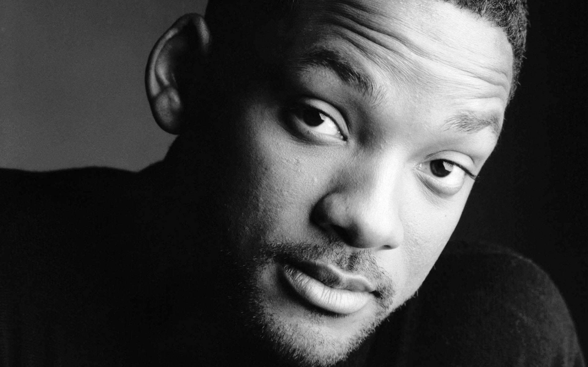 Will Smith Grayscale Close-up Background
