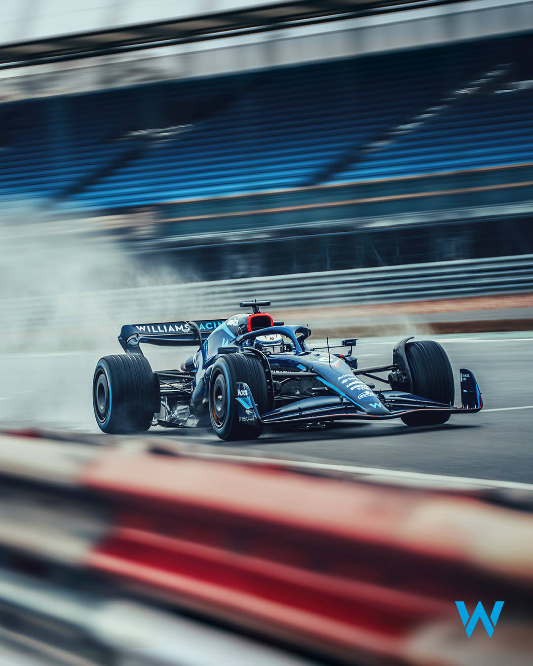 Williams Car At Empty Racetrack Background