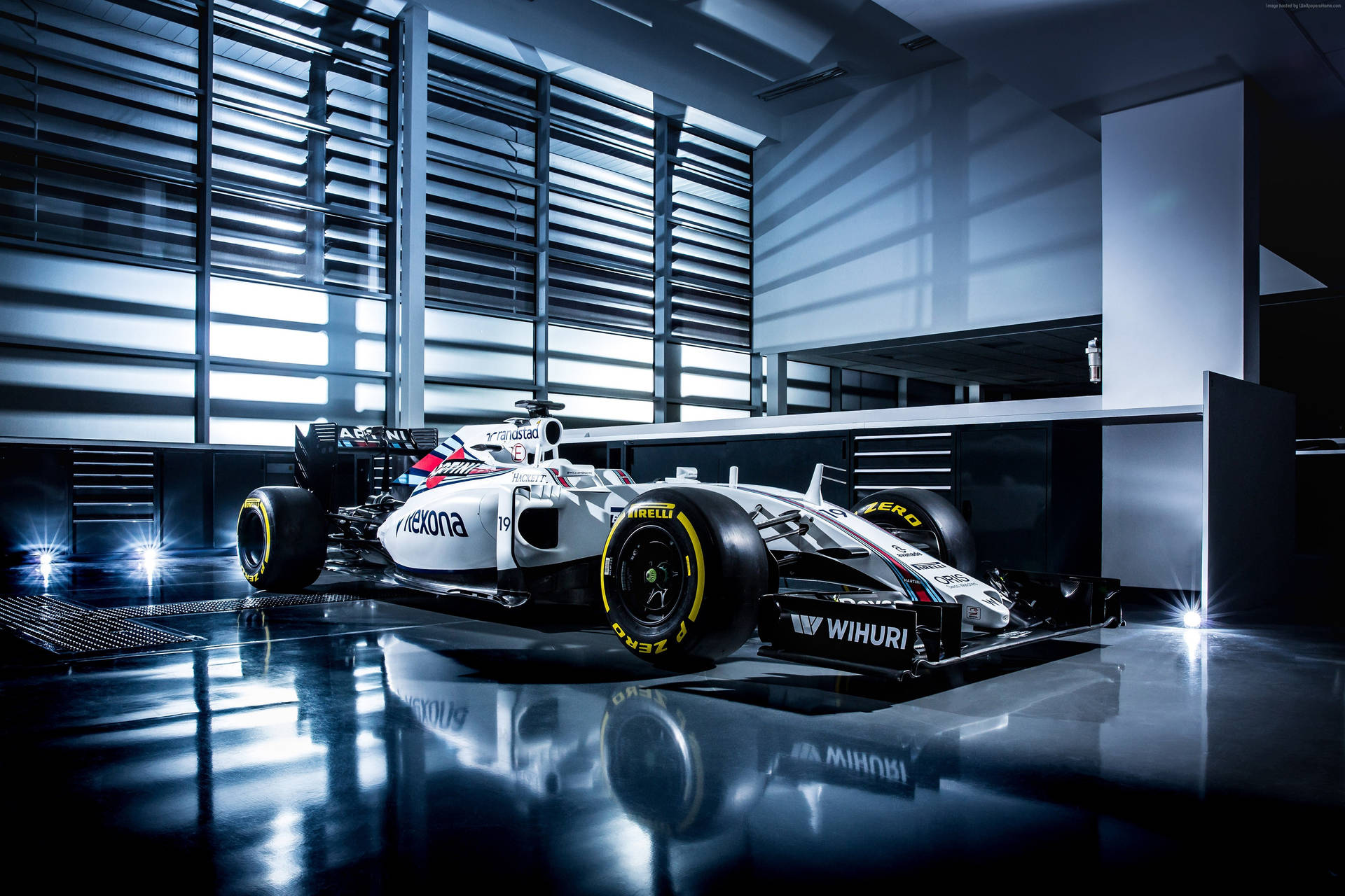 Williams Car In Large Garage Background