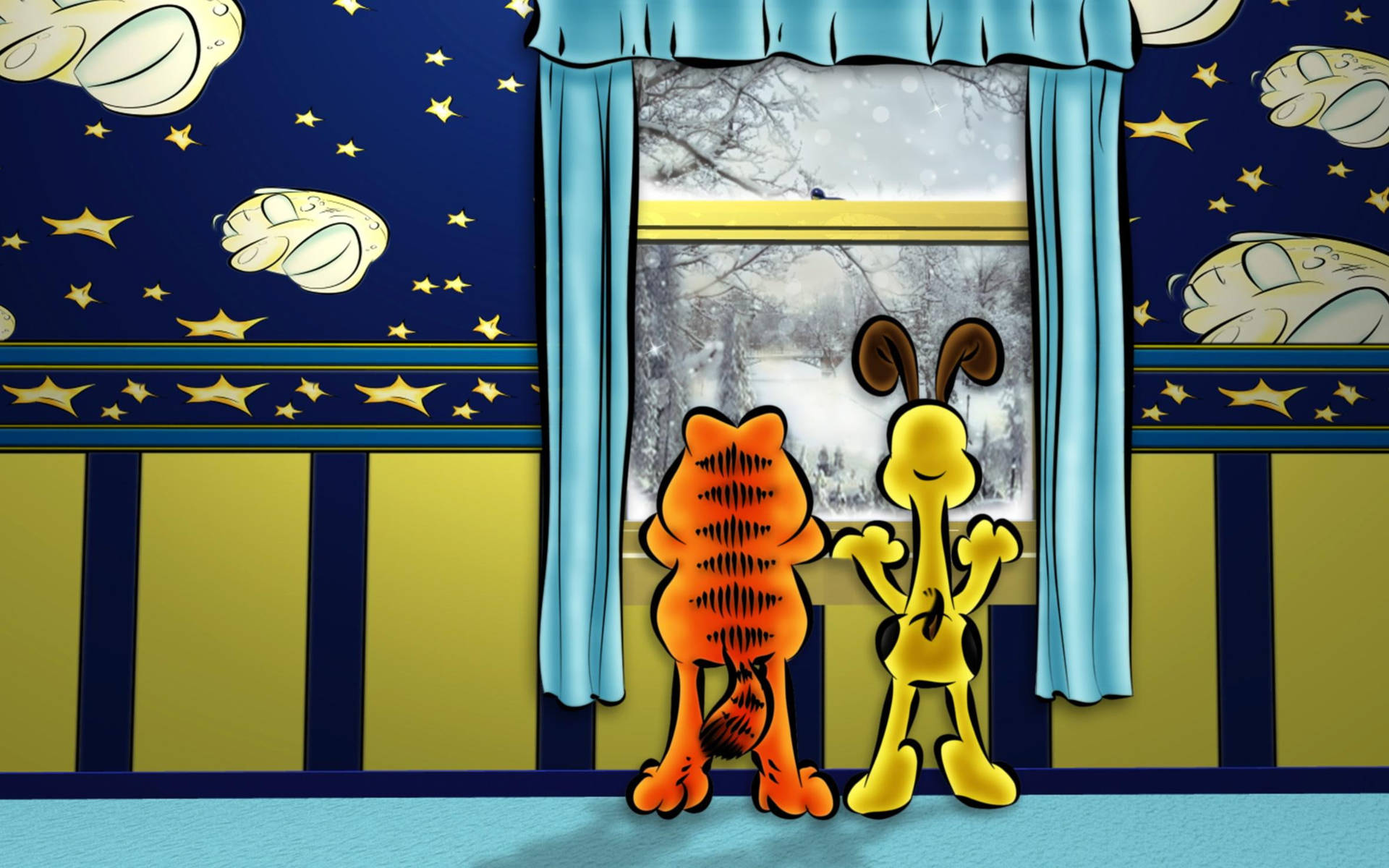 Window View Garfield And Odie Background