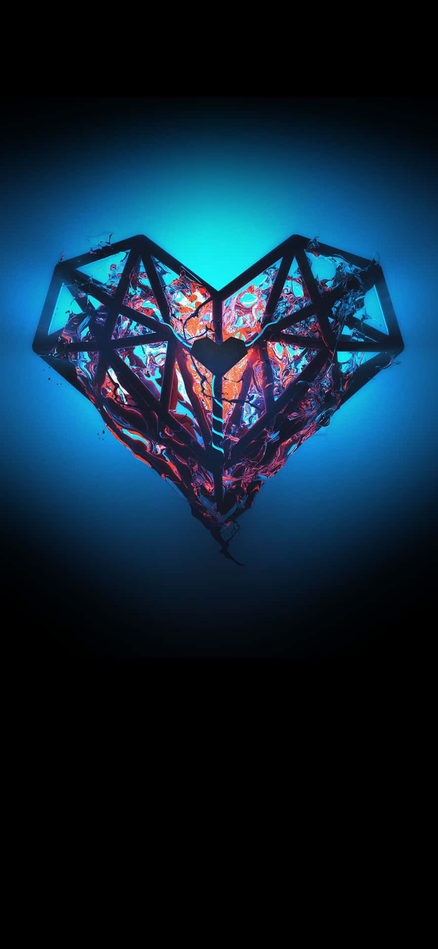 Windowed Heart Designer Iphone Flame Background