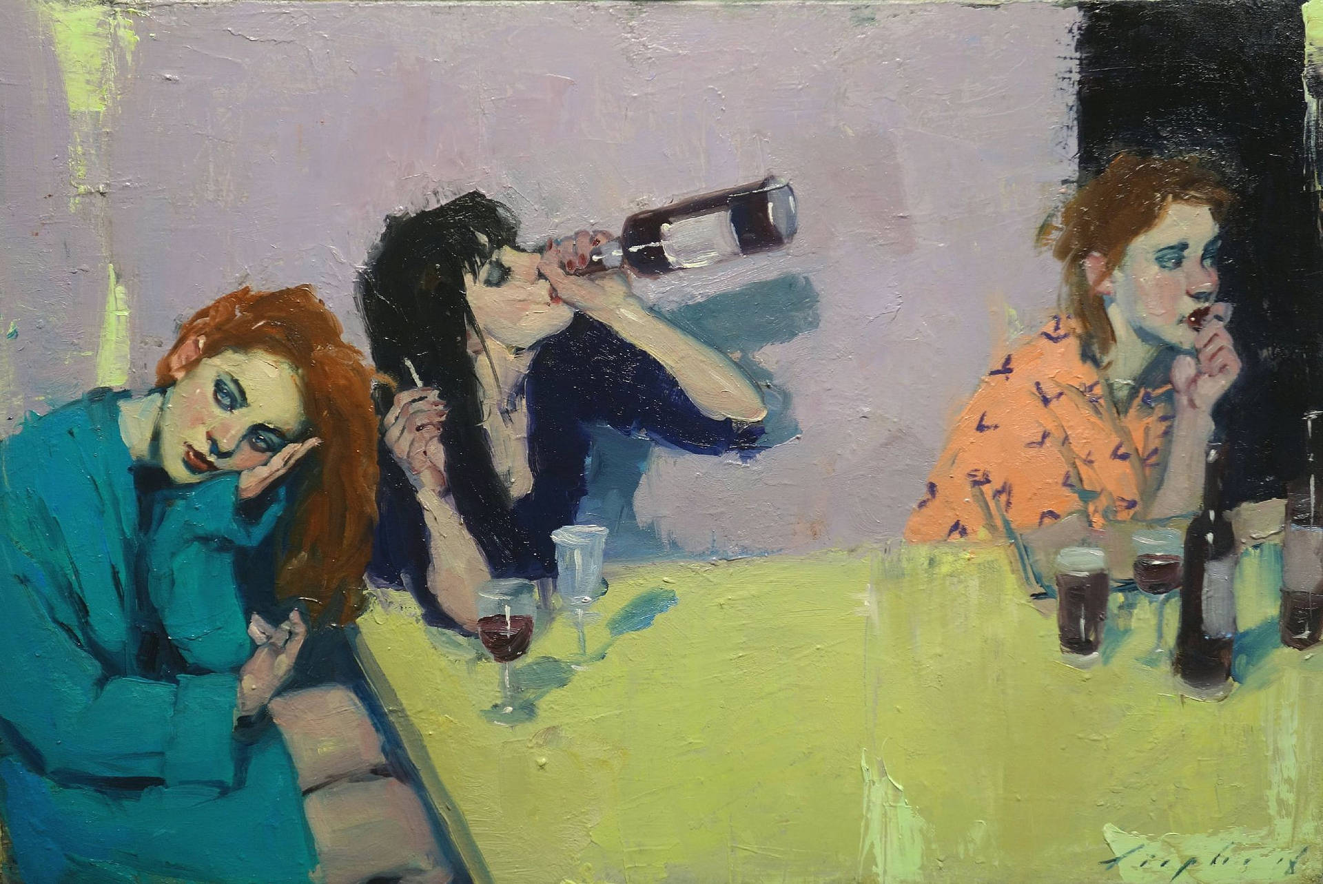 Windows 11 4k Drinking Women Painting Background