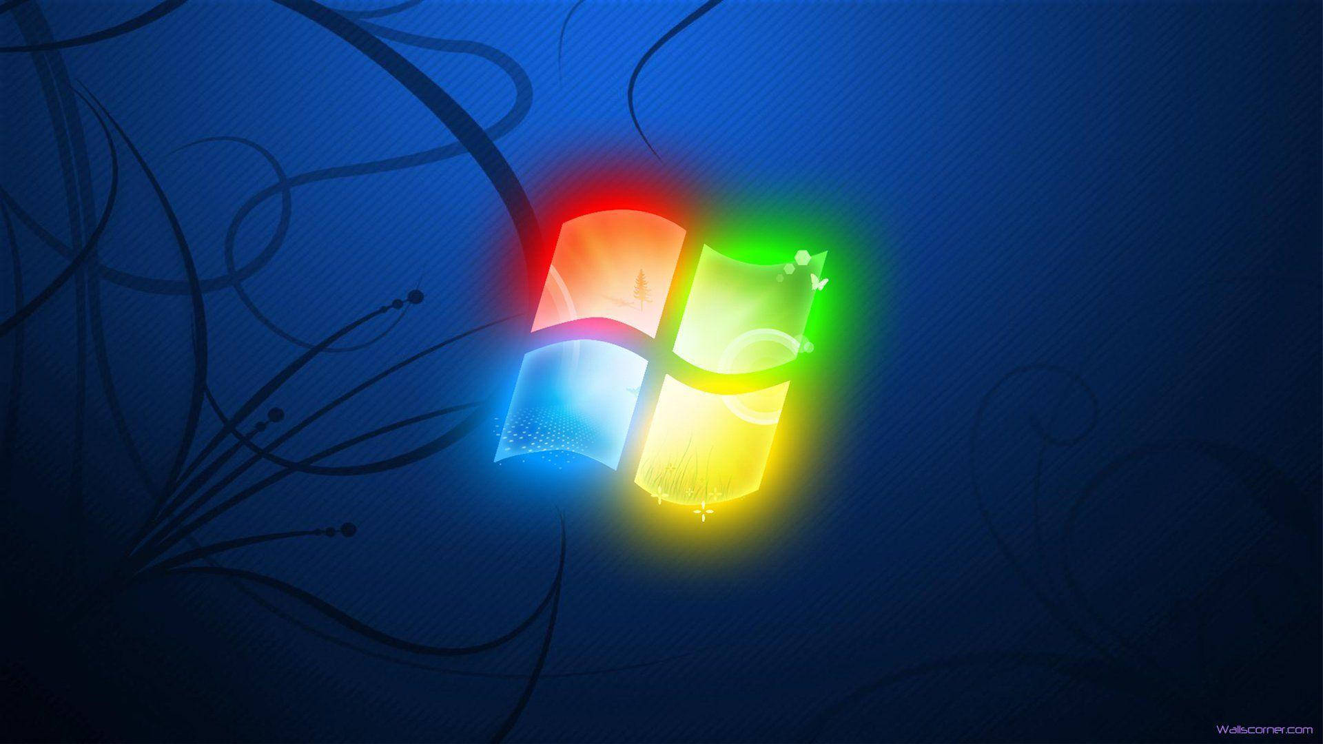 Windows 7 Logo In Neon Background