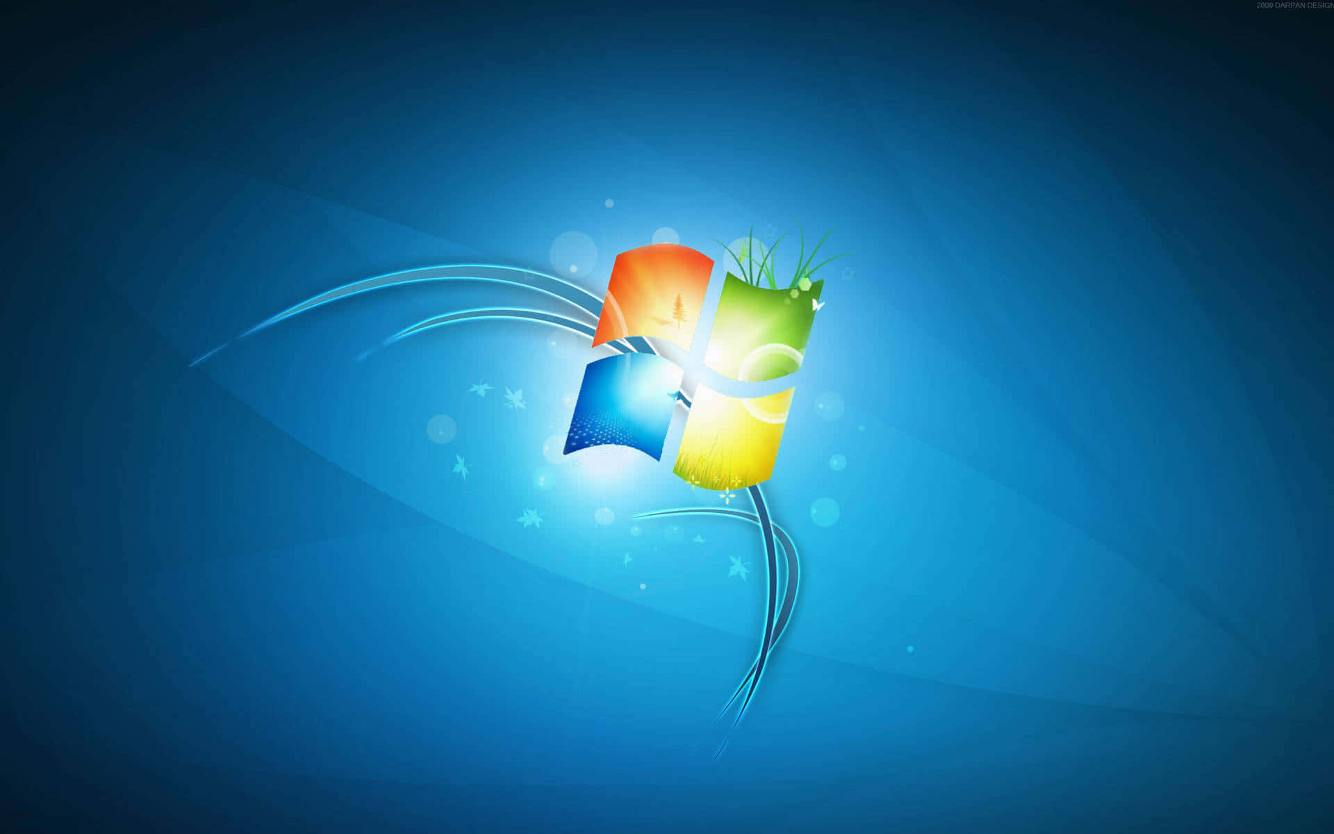 Windows 7 Logo On A Blue Background Background