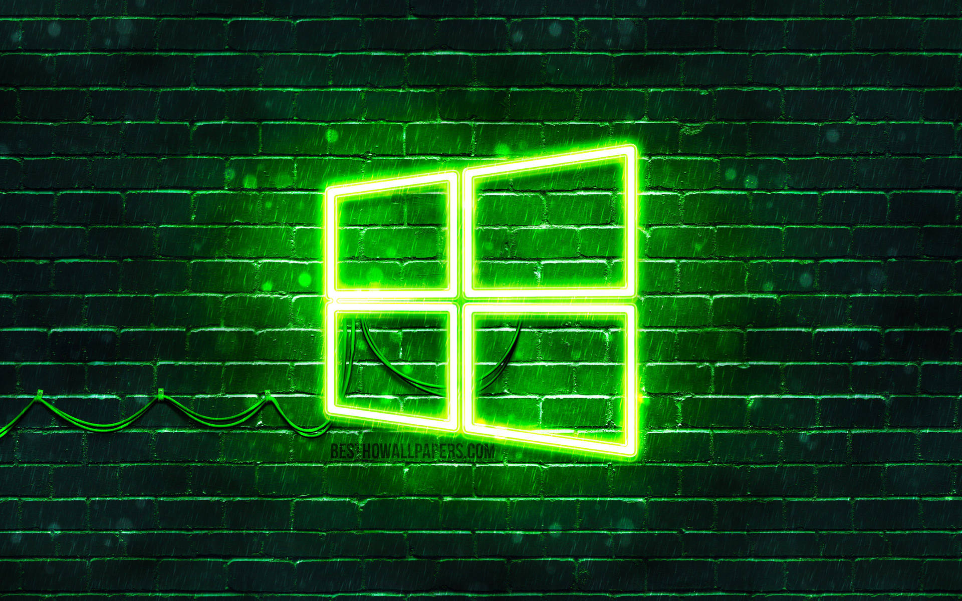 Windows Logo Neon Green Aesthetic Background