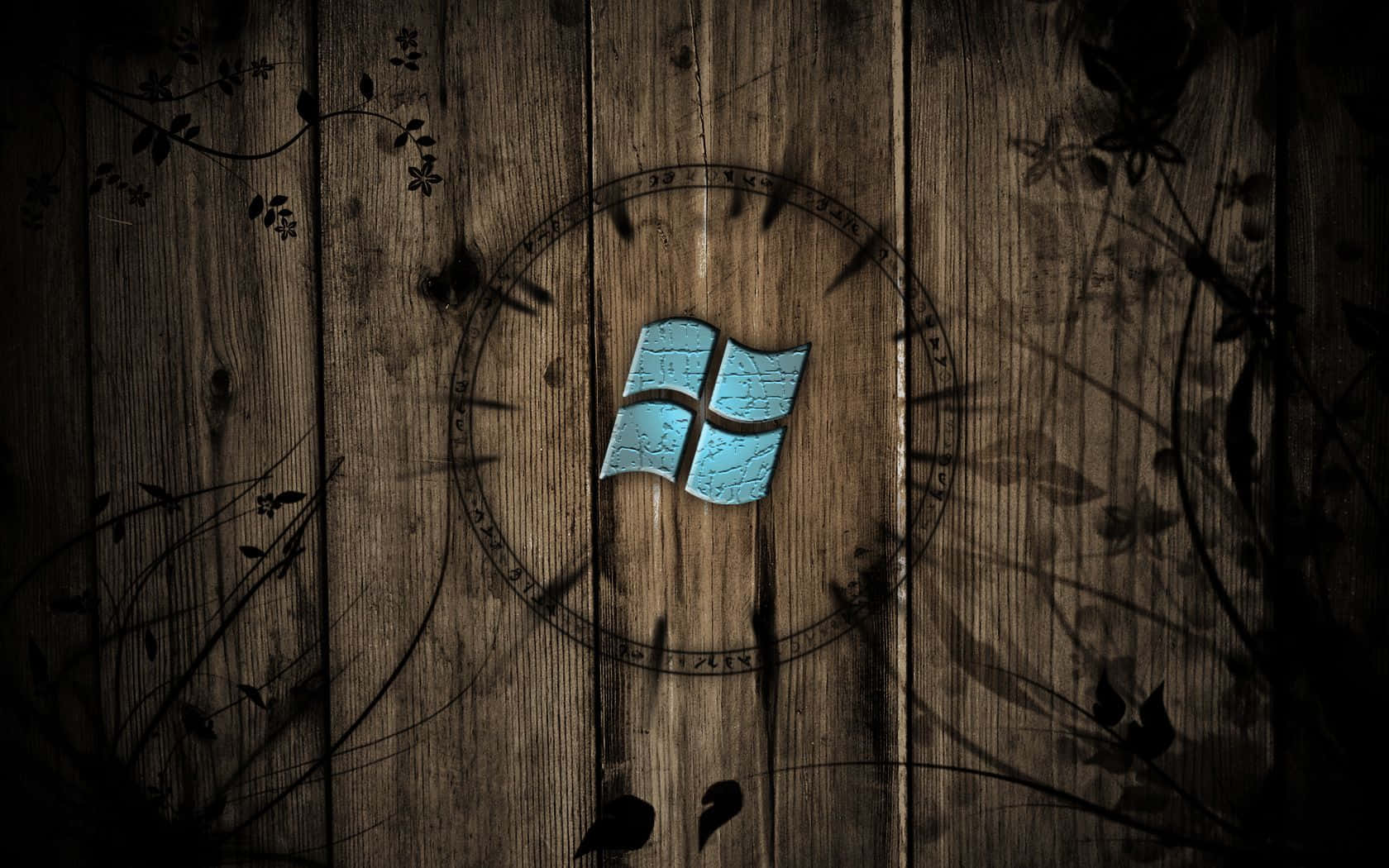 Windows Logo On A Wooden Background
