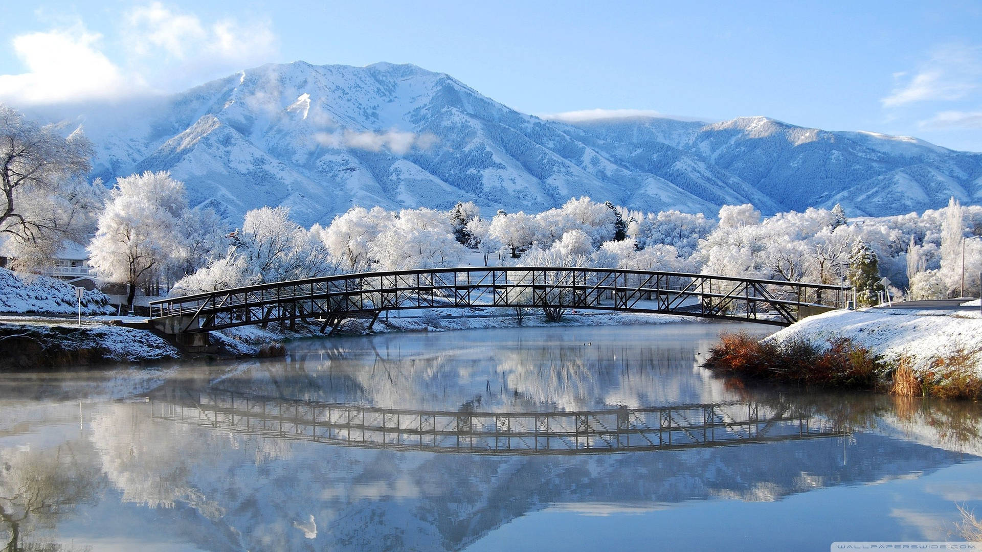 Windows Winter Bridge Over Lake