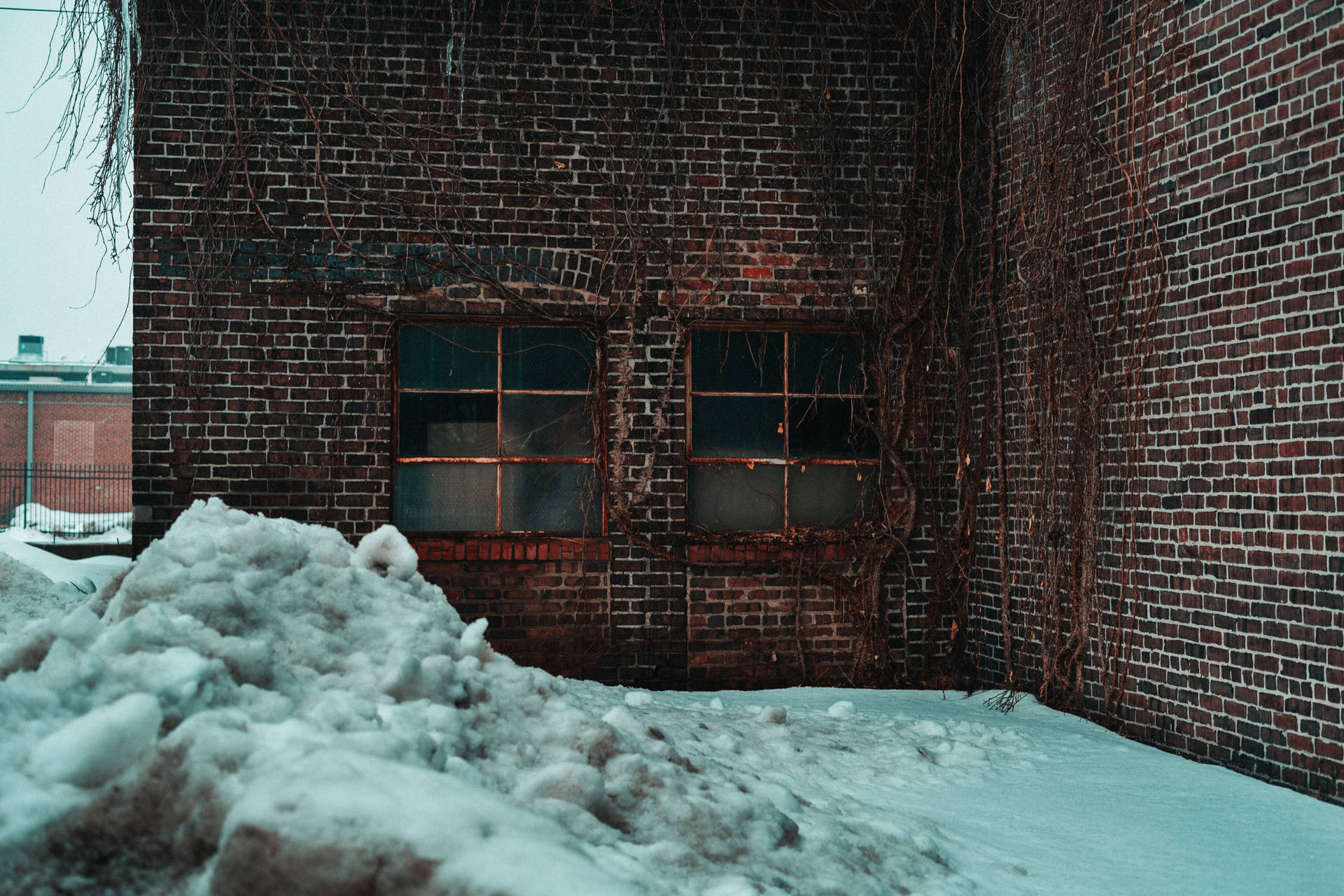 Windows Winter Red Brick Building Background
