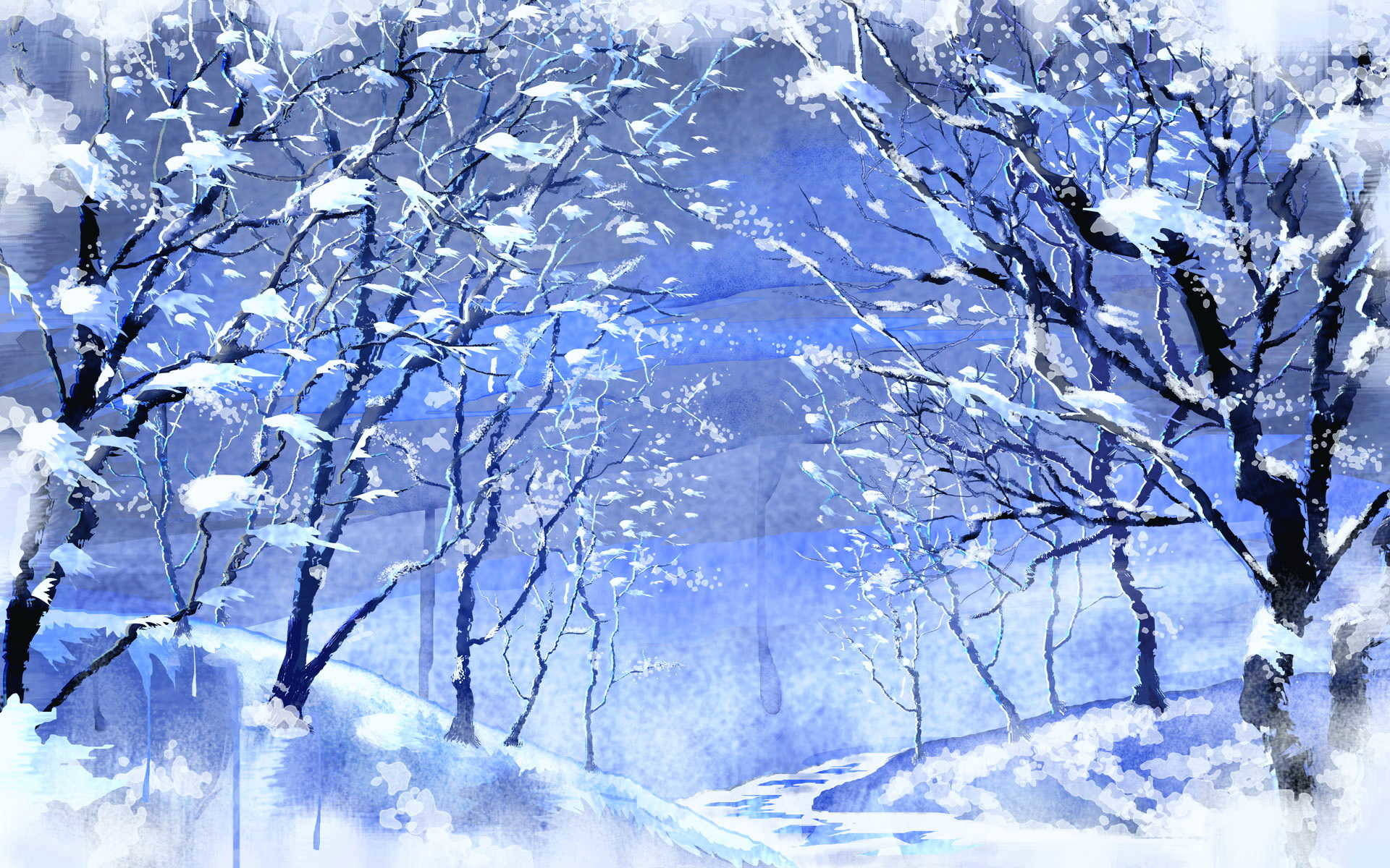 Windows Winter-themed Painting Background