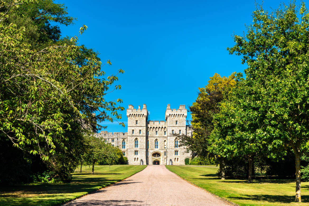 Windsor Castle In England Blue Sky Background