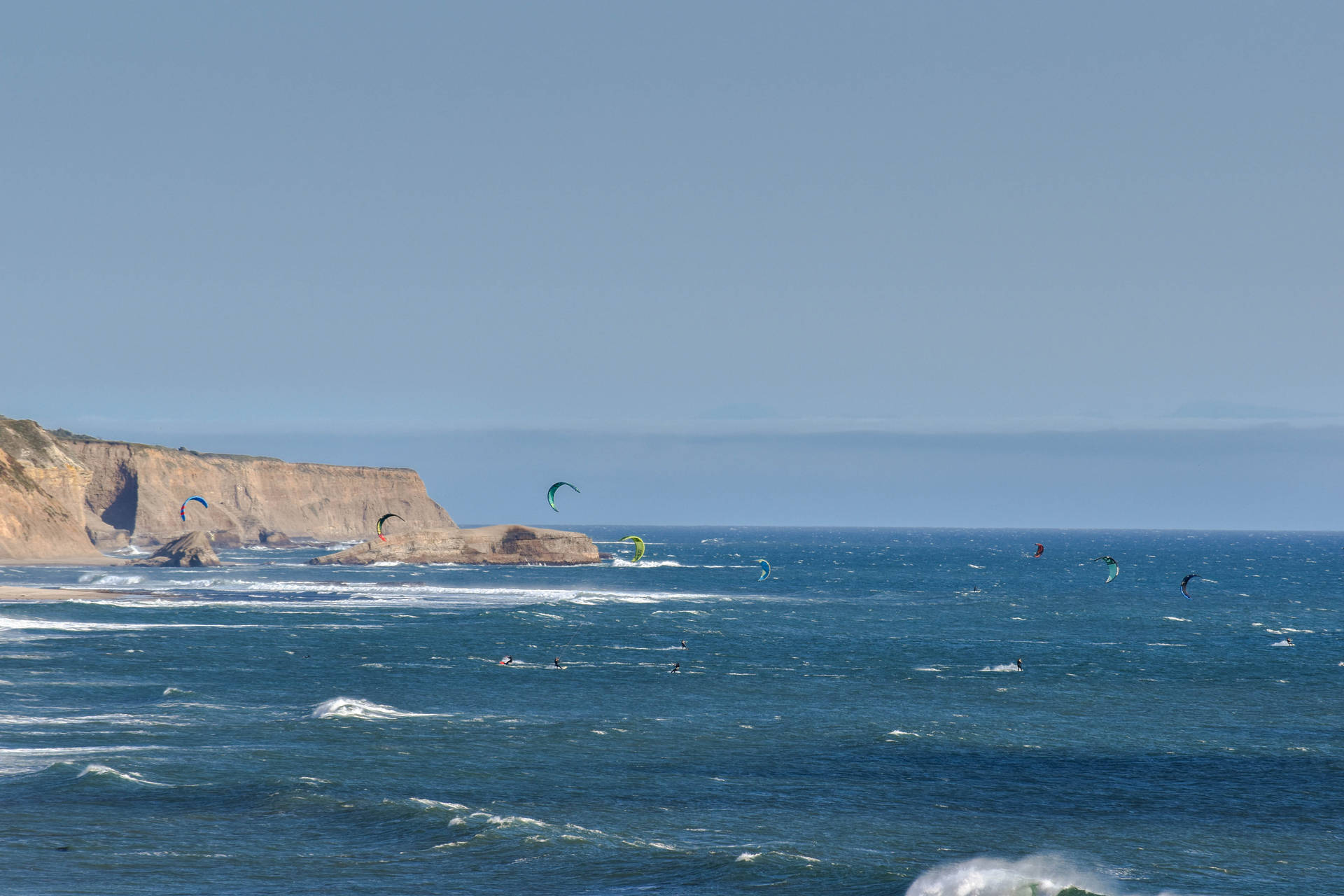 Windsurfing Blue Ocean Background