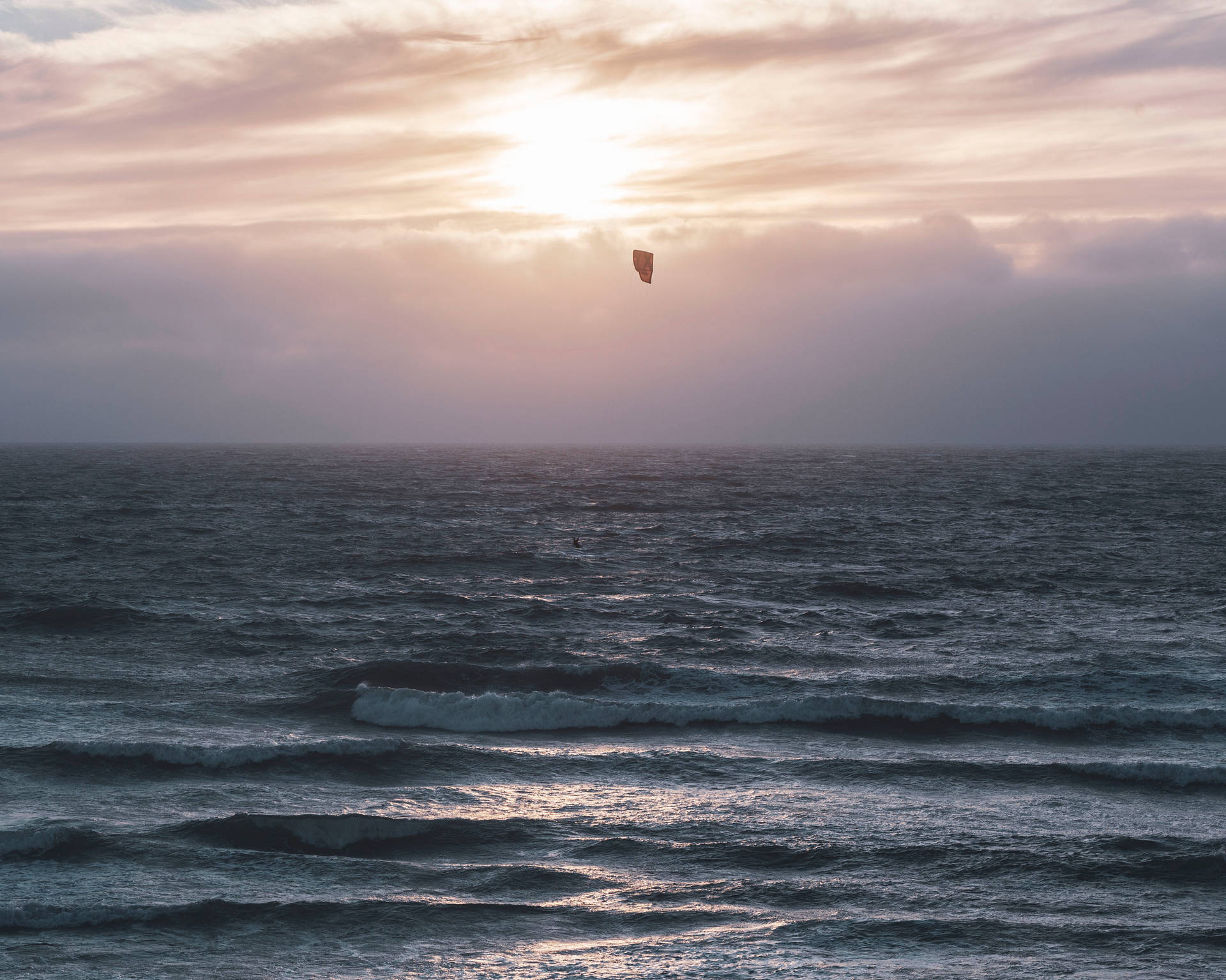 Windsurfing Parachute Sunset Background