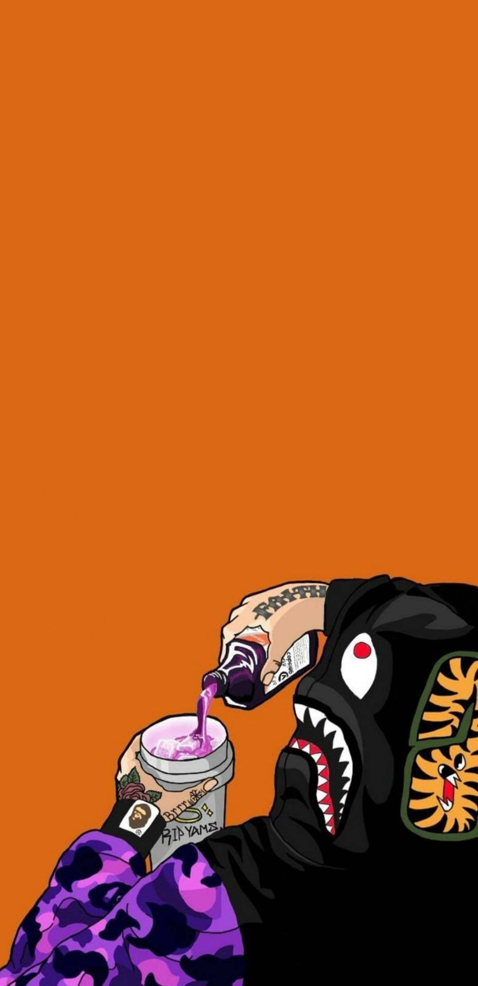 Wine And Bape Cartoon Background