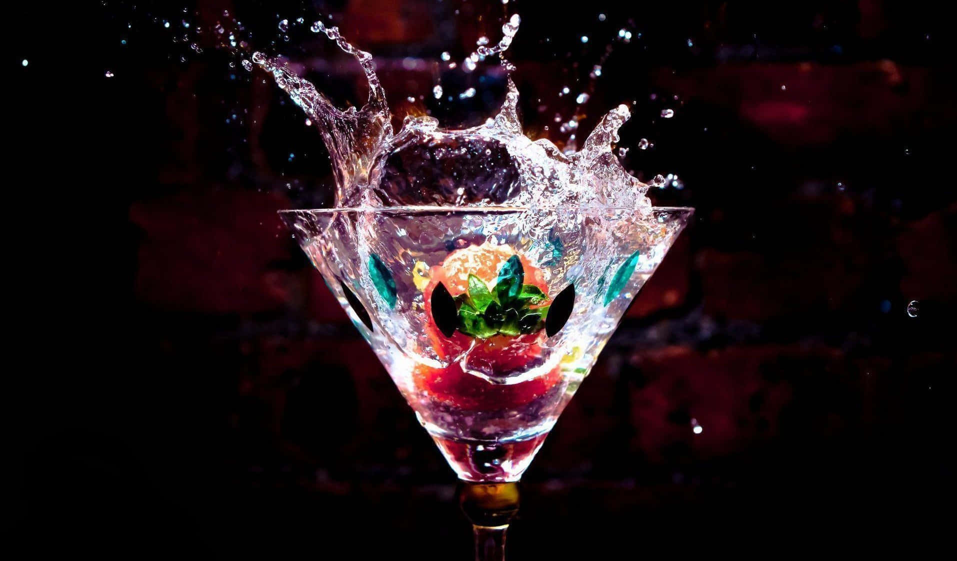 Wine Glass Drinks With Fruit Splashing Background