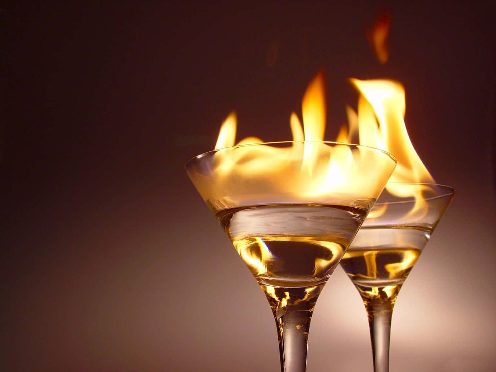 Wine Glasses Drinks With Fire